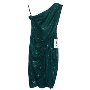 NWT Grace Karin Sequined Asymmetric One Shoulder Bodycon Midi Dress Green Size 6